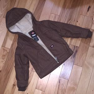 Dickies dark brown canvas, Sherpa jacket